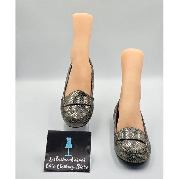 NWOB Vionic Women's Gunmetal Silver Snakeskin Chill Larrun Loafers Sz 8 2511 - Picture 3 of 16